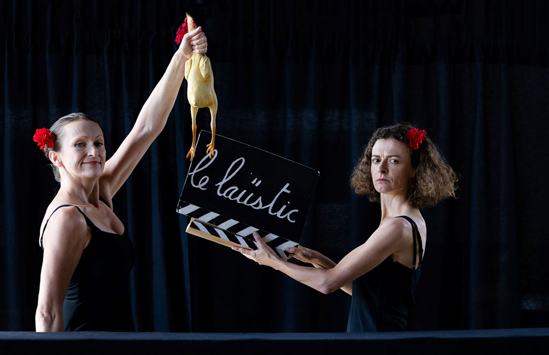 Photo du spectacle Un Rossignol et Deux Amants de Not'Compagnie : les comédiennes et le laüstic